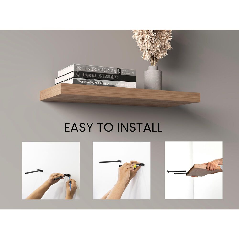 Hearth and Haven Ecco32" Floating Wall Shelf in Light Brown (Set of 2), , large