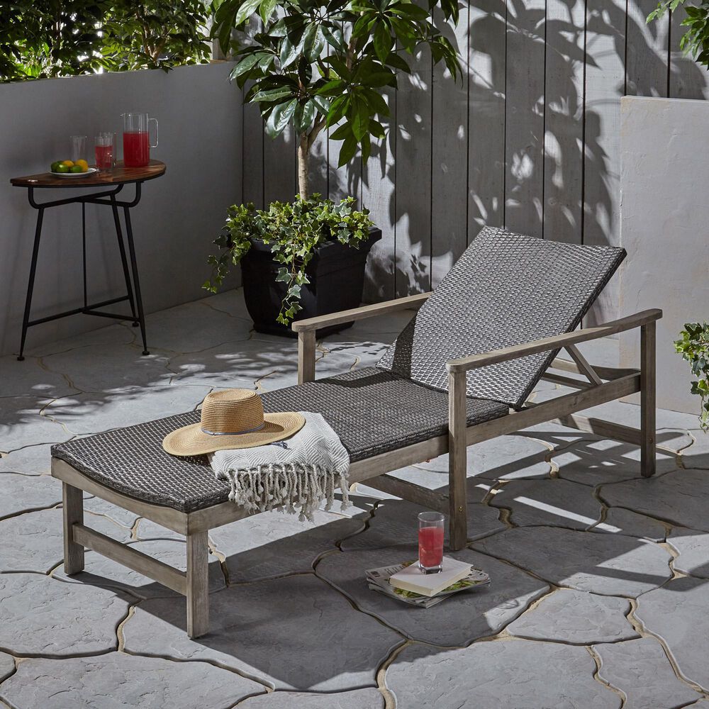 Hearth and Haven Hampton Outdoor Chaise Lounge with Adjustable Seating in Grey, , large