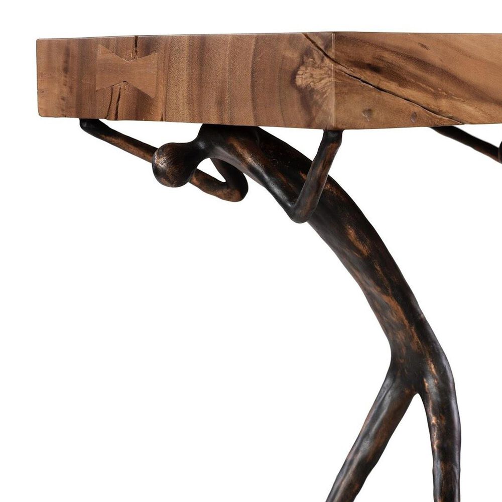 TimberHaus Atlas Small Console Table in Natural and Black, , large