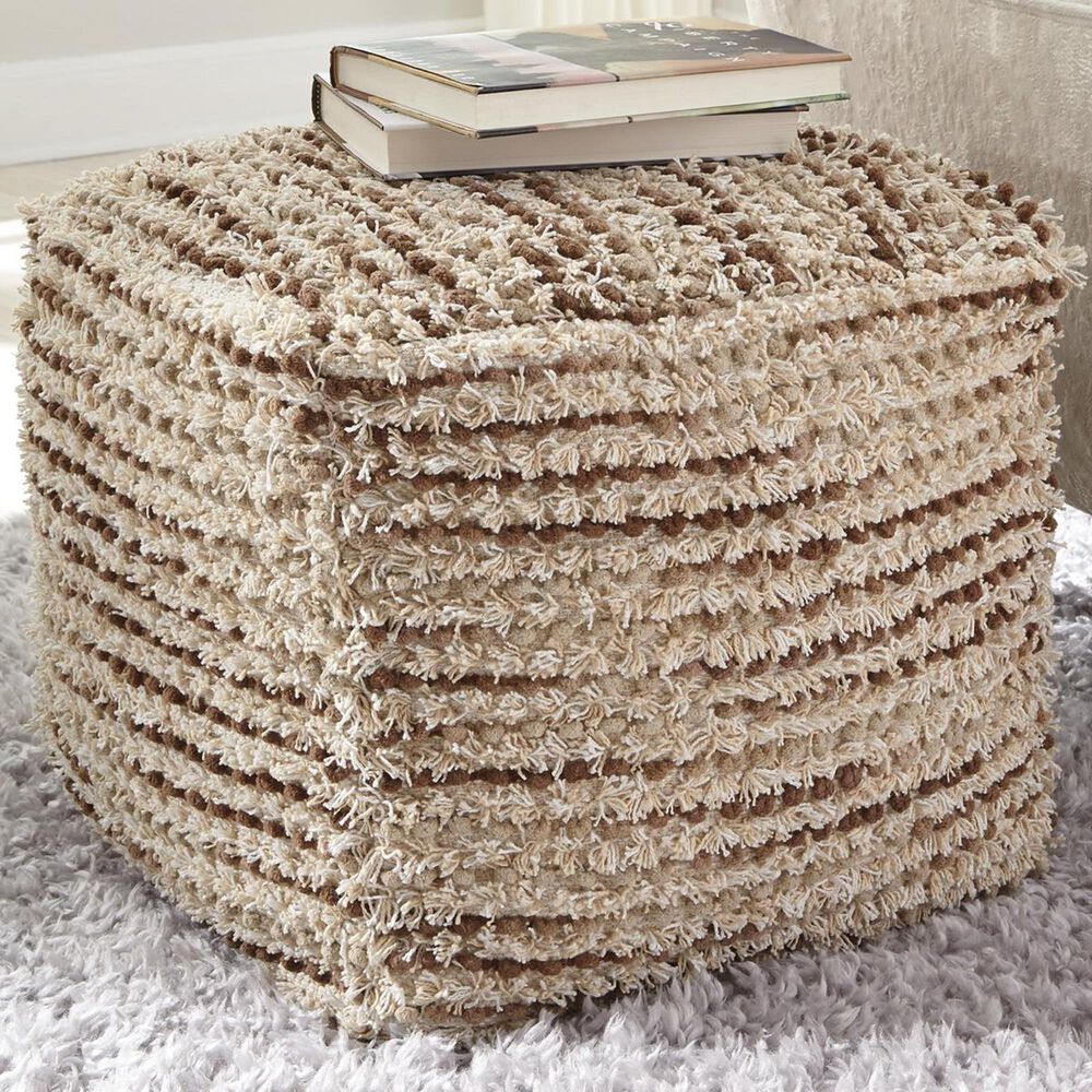 Signature Design by Ashley Jorge Pouf in Brown and Cream, , large