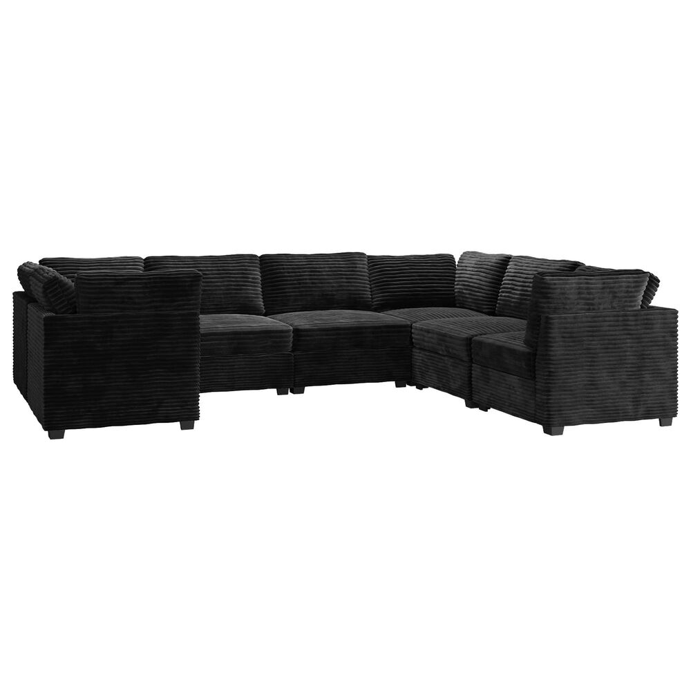 HOMLUX 7-Piece U-Shaped Mod Sectional in Black, , large
