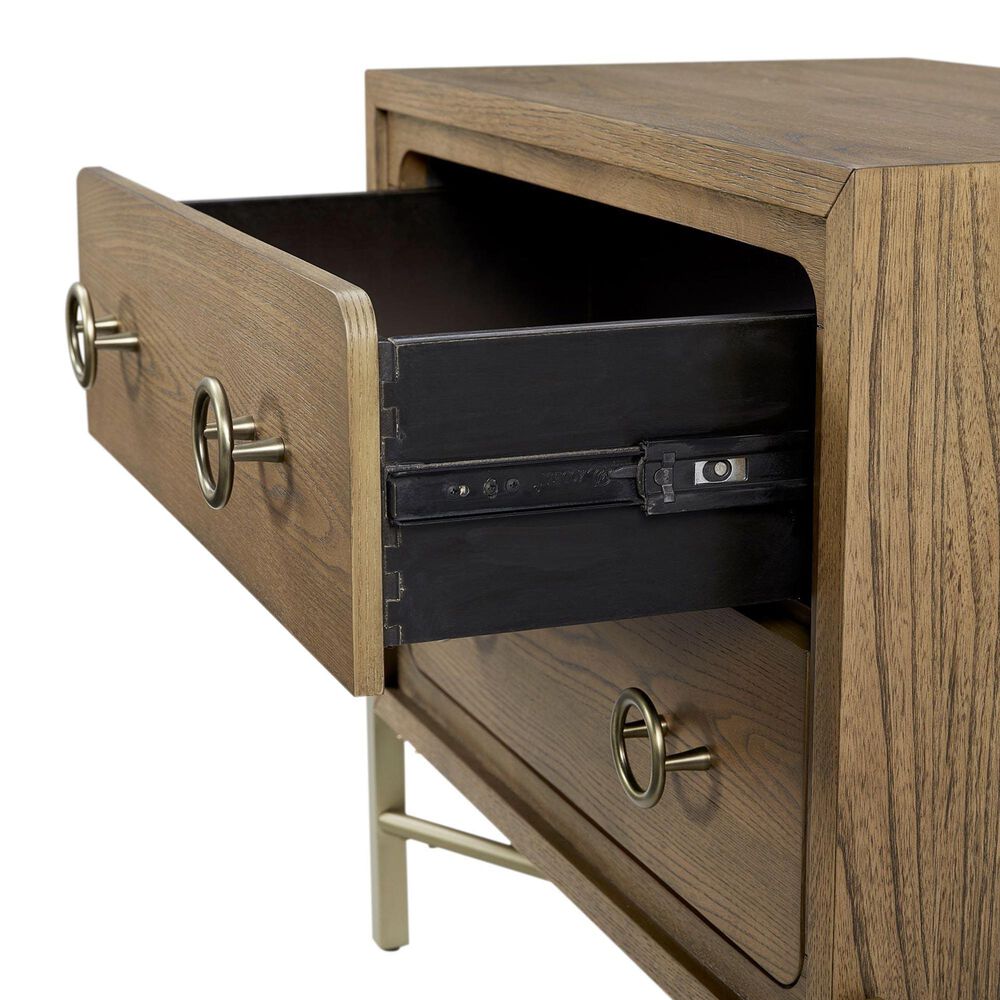 Sterling Timber Elure 2 Drawer Nightstand in Latte with USB Ports, , large