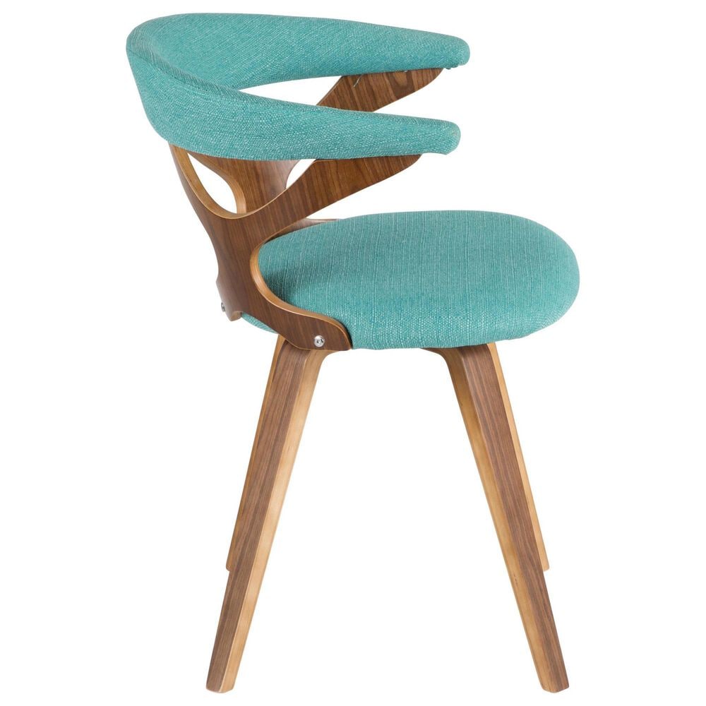 Lumisource Gardenia Swivel Arm Chair with Teal Upholstered in Walnut, , large