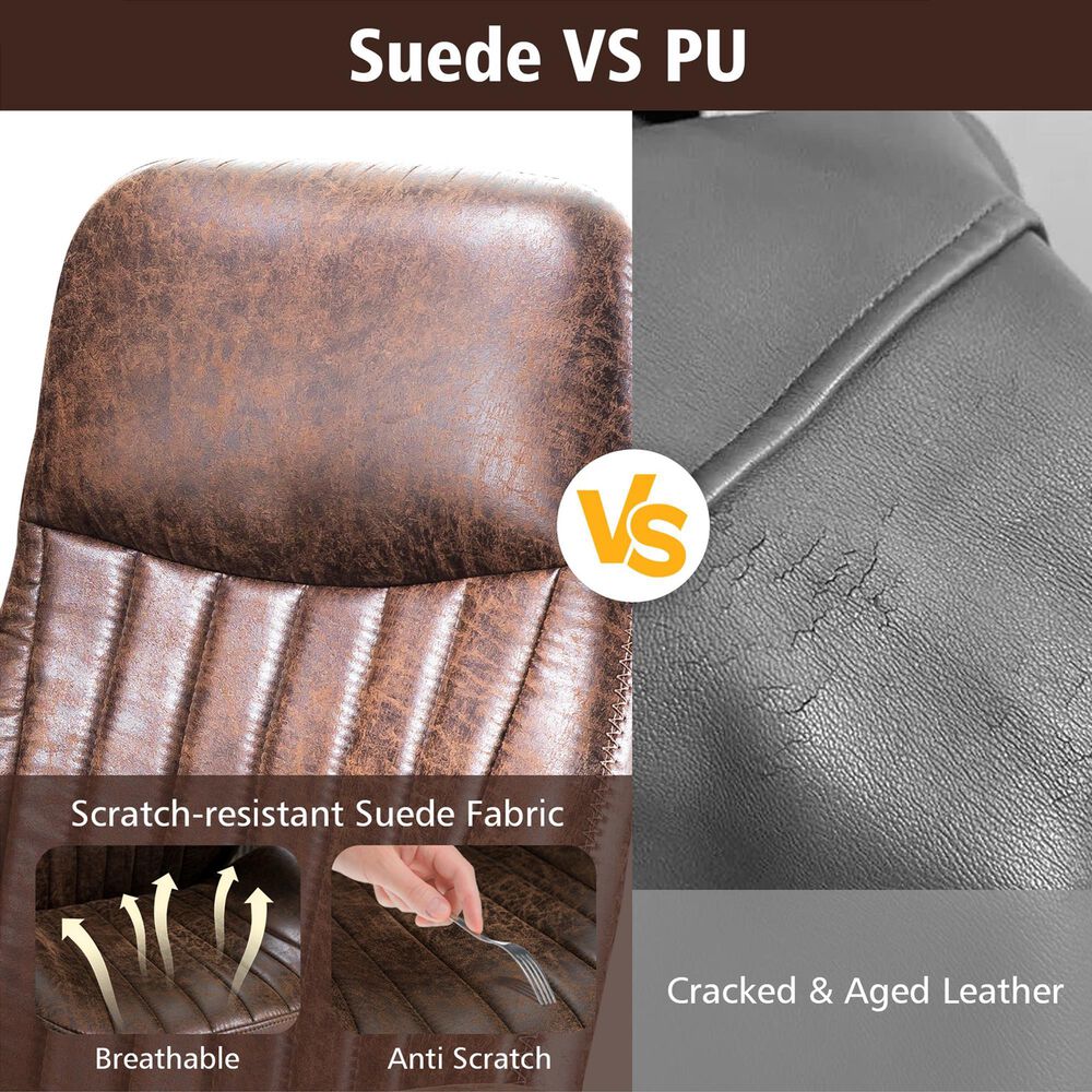 HOMLUX High Back Ergonomic Office Chair with Suede Leather in Dark Brown, , large