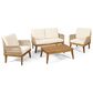 Hearth and Haven 4-Piece Outdoor Chat Set with Teak Coffee Table in Beige, , large