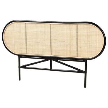 Baxton Studio Reegan Queen Panel Headboard in Black and Natural Brown, , large