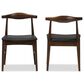Baxton Studio Winton Side Chair with Black Cushion in Walnut Brown (Set of 2), , large