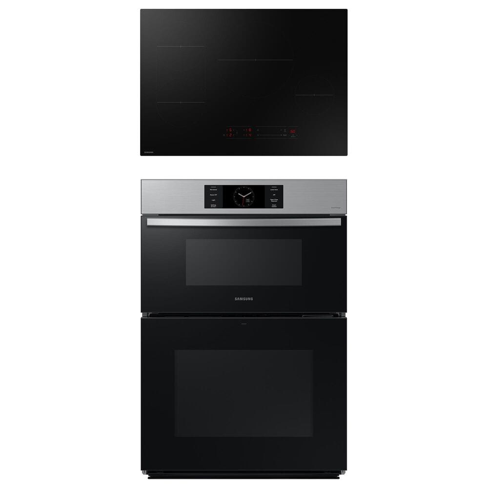 Samsung Bespoke 2-Piece Kitchen Package with Stainless Steel Bespoke 30" Combination Wall Oven and Black 30" Induction Cooktop, , large