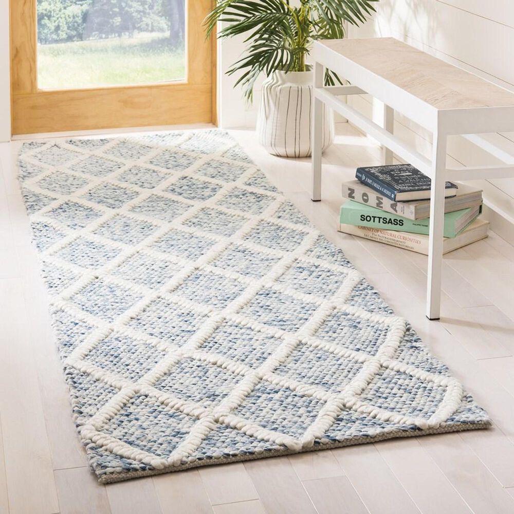 Safavieh Natura NAT711B 2&#39;3&quot; x 8&#39; Ivory and Blue Runner, , large