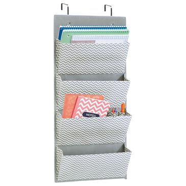 mDesign 4-Pocket Over Door Hanging Office Storage in Gray and Cream, , large