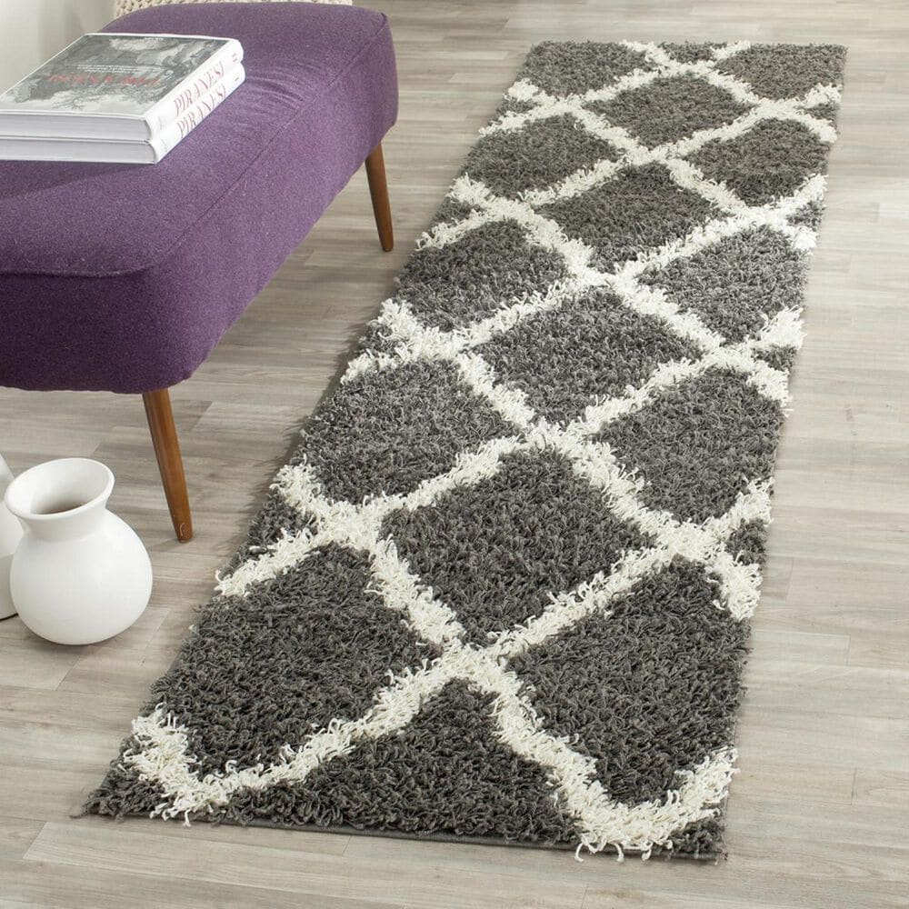 Safavieh Dallas Shag SGD257A-26 2&#39;3&quot; x 6&#39; Dark Grey/Ivory Runner, , large