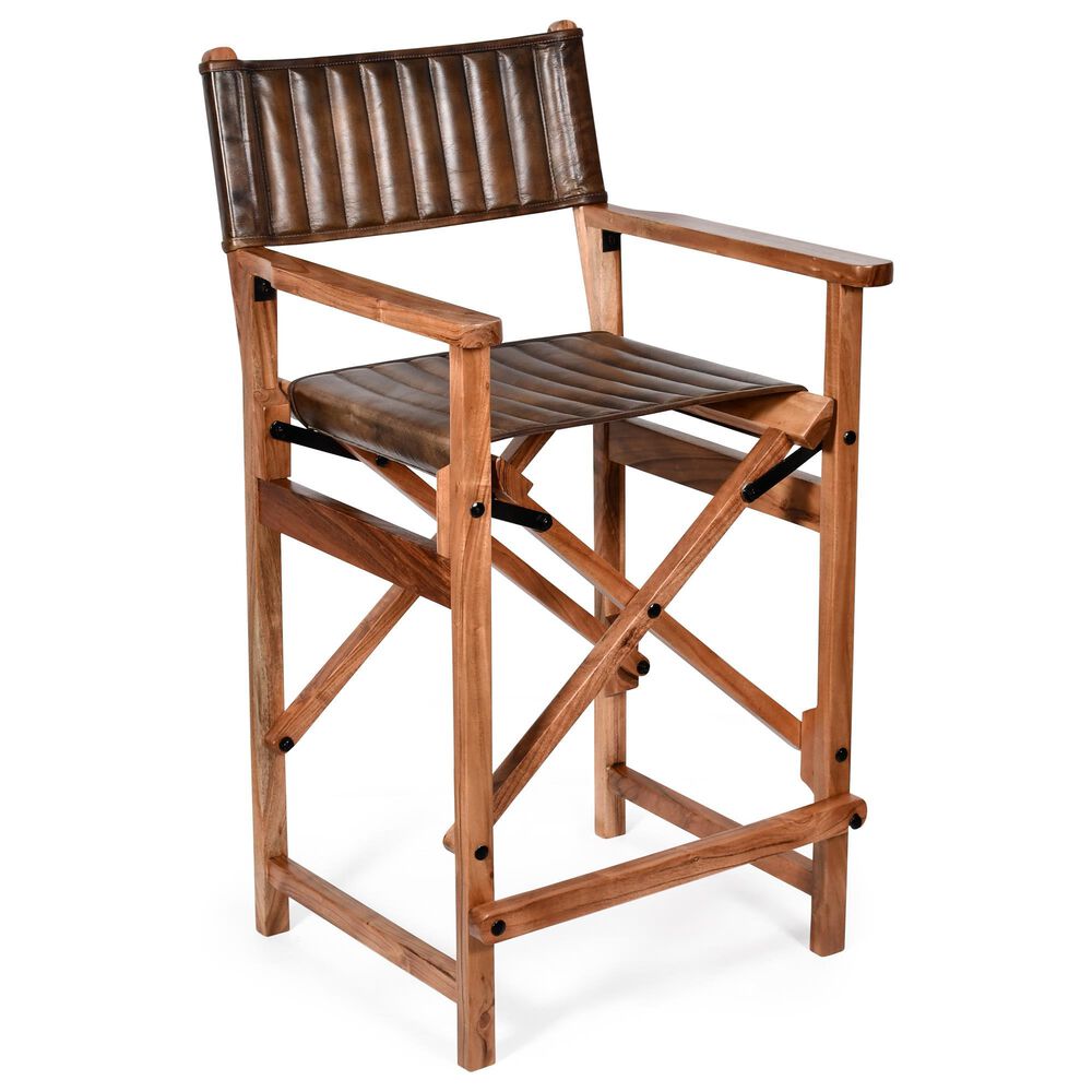 Home Trends &amp; Design Solid Oak Folding Counter Stool in Antique Whiskey, , large