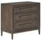 Furniture Worldwide Montclair 3-Drawer Nightstand in Medium Brown and Smoked Gold with Outlets and USB Ports, , large