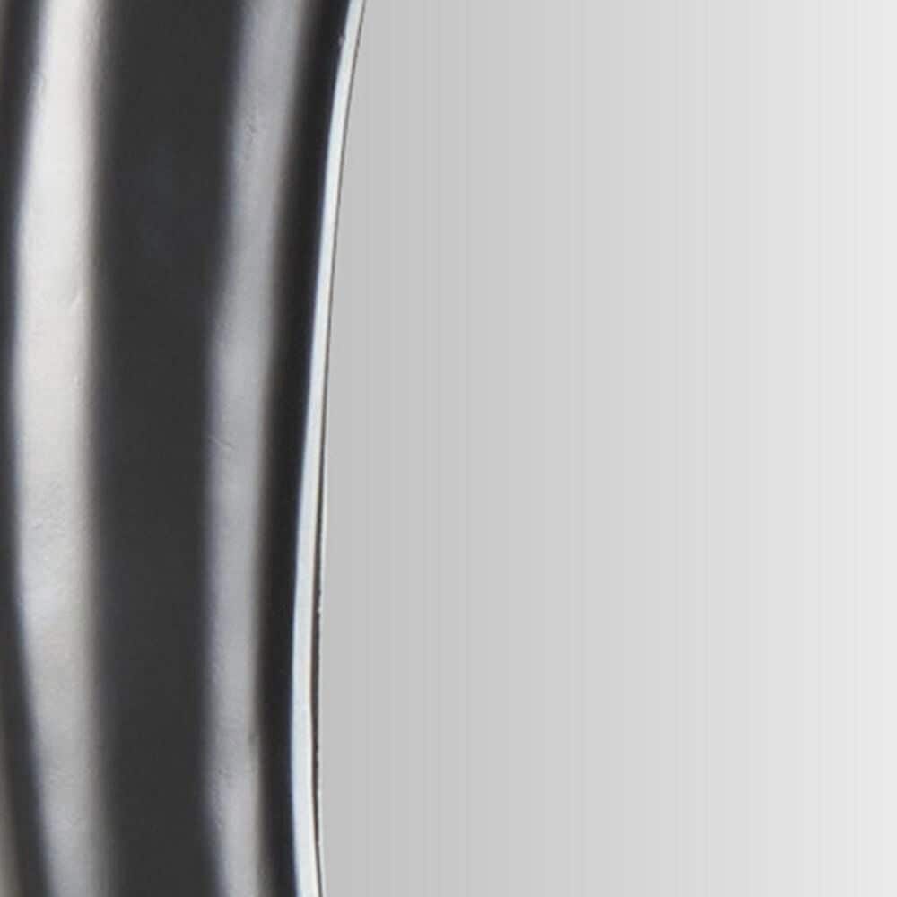 Maple and Jade 63&quot; Wood Abstract Wavy Wall Mirror in Matte Black, , large