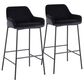LumiSource Daniella Bar Stool with Black Velvet Upholstery in Black (Set of 2), , large