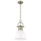 Golden Lighting Duncan 1-Light Small Pendant with Chain and Matte White Shade in Aged Brass, , large