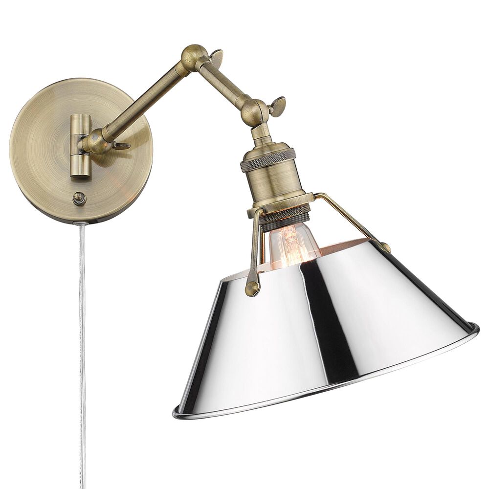 Golden Lighting Orwell 1-Light Wall Sconce in Aged Brass and Chrome, , large