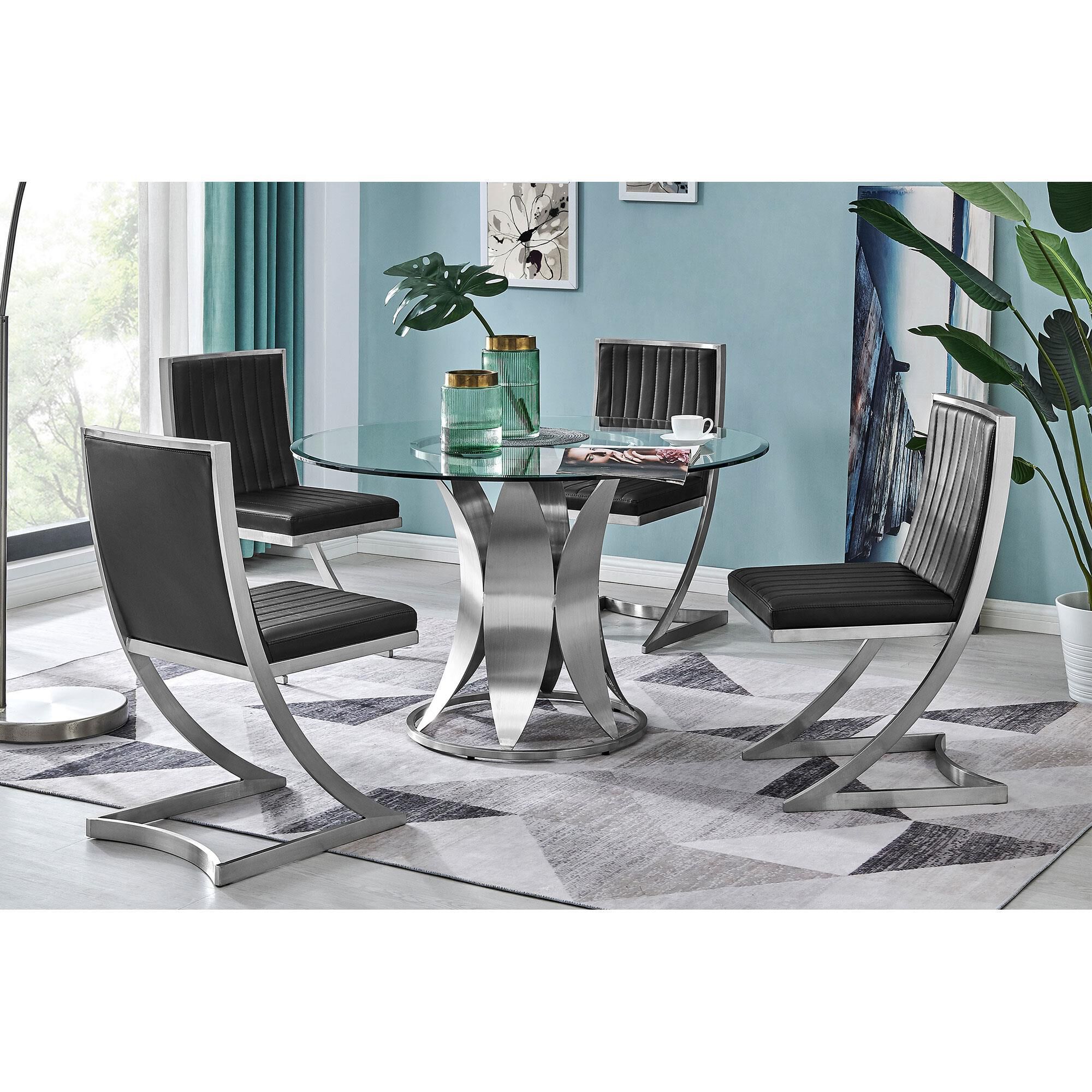 Blue River Petal Dining Table in Brushed Stainless Steel NFM