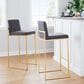 Lumisource Fuji High Back Barstool with Charcoal Fabric in Gold (Set of 2), , large