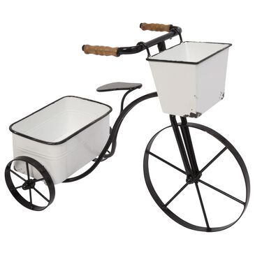 The Gerson Company 17.7" Tricycle with Planter in White and Brown, , large