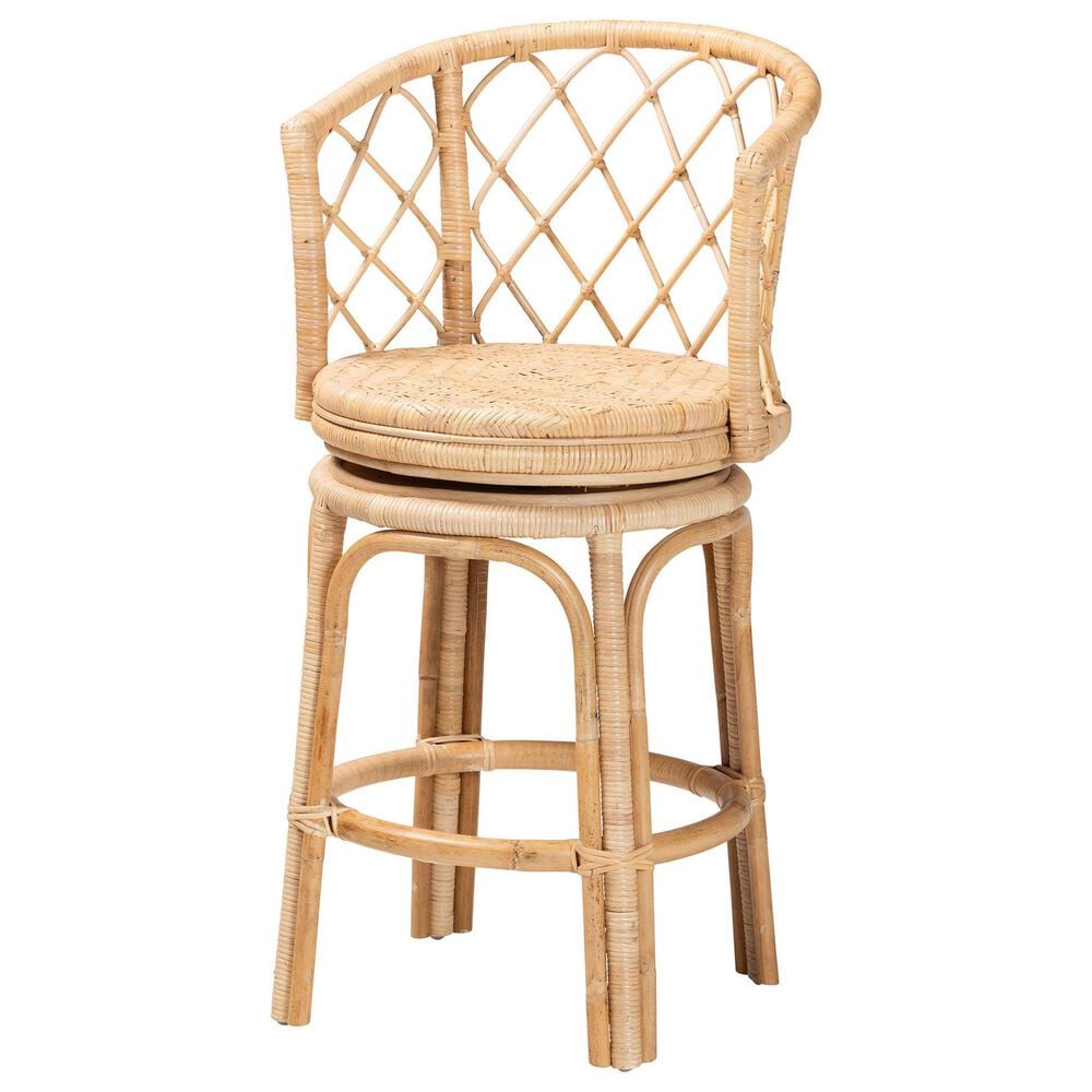Baxton Studio Ayu Swivel Counter Stool in Light Honey, , large