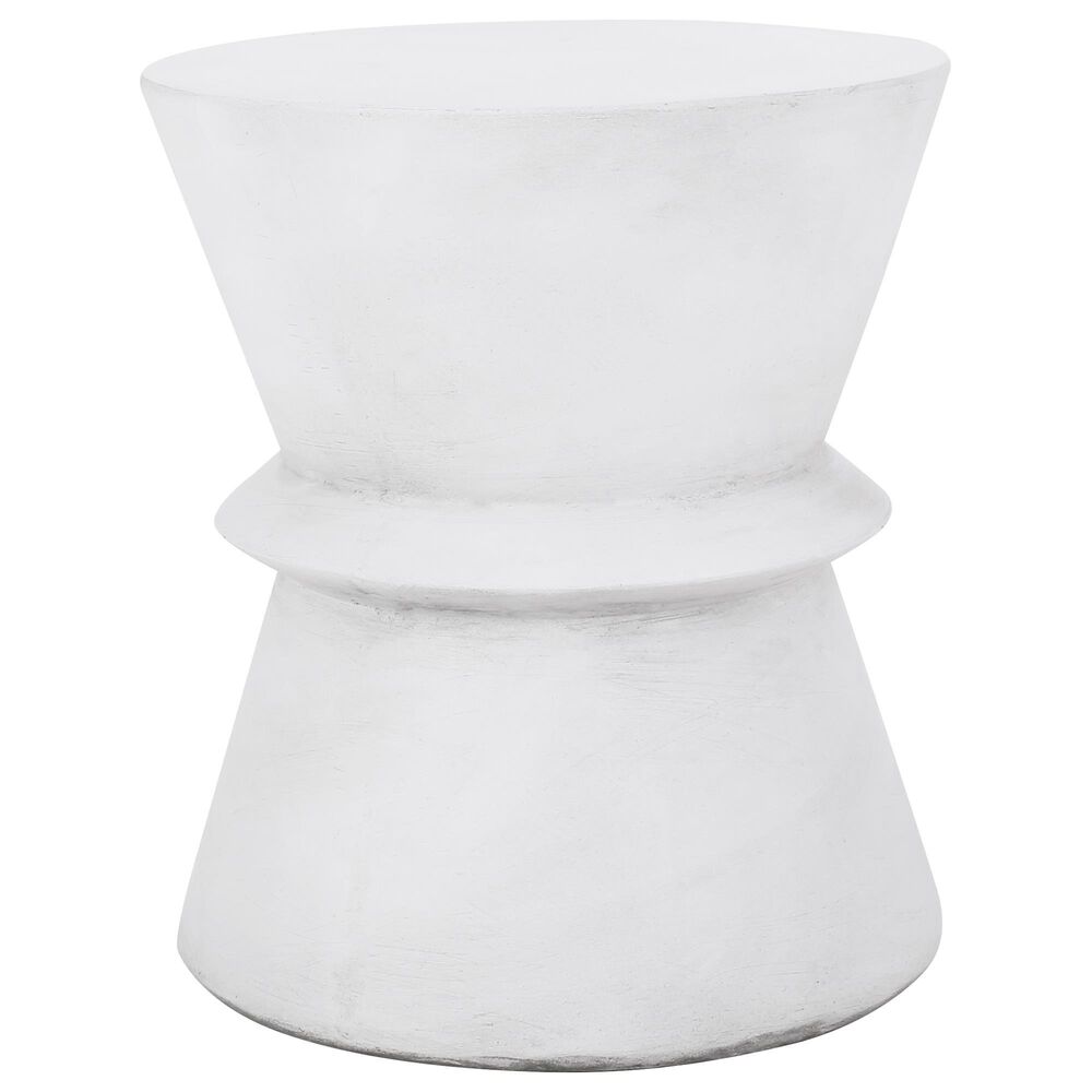 Hearth and Haven Round Patio Side Table with Hourglass-Shaped Base in Antique White, , large