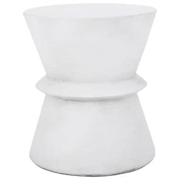 Hearth and Haven Round Patio Side Table with Hourglass-Shaped Base in Antique White, , large
