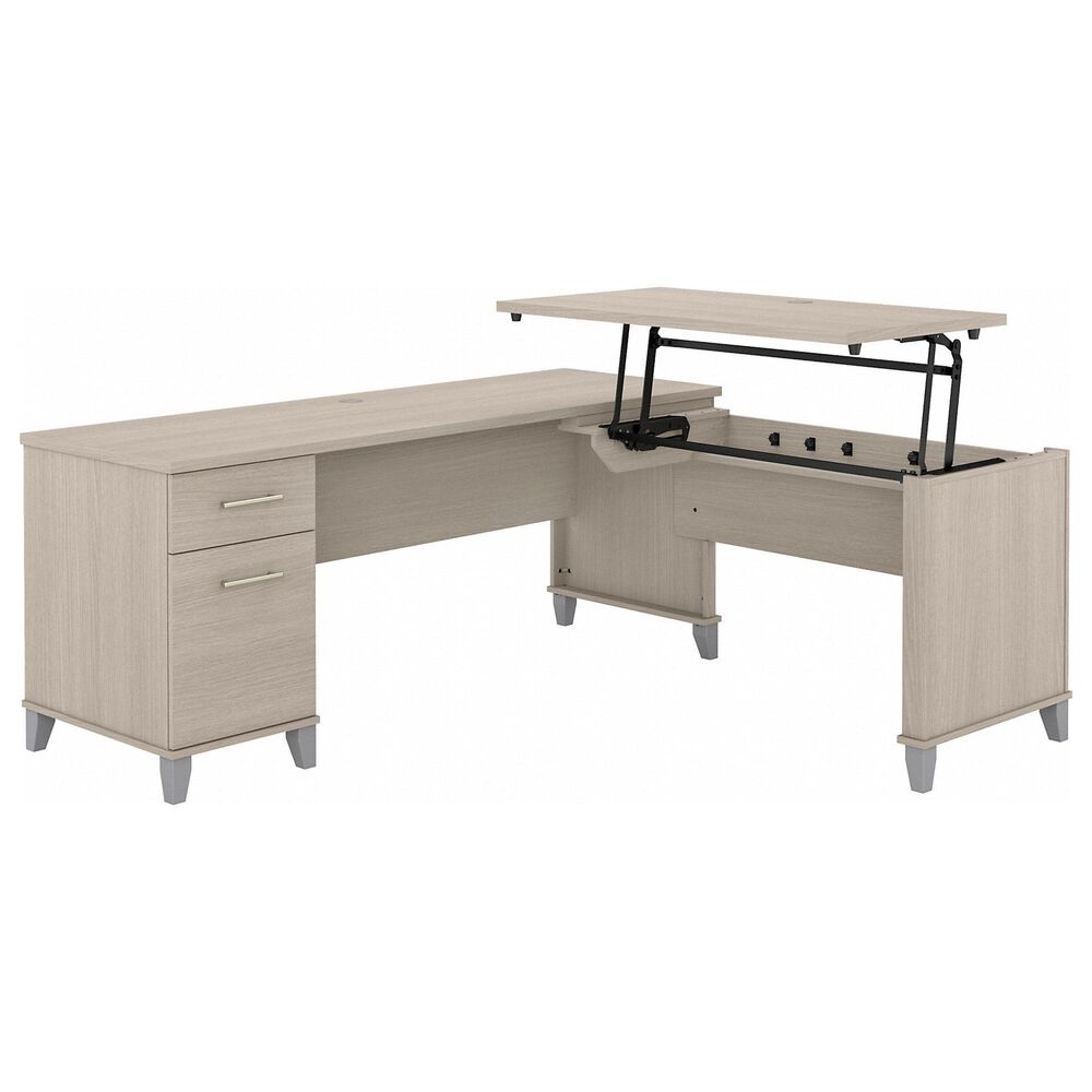 Bush Somerset 72" Sit to Stand L-Desk in Sand Oak, , large