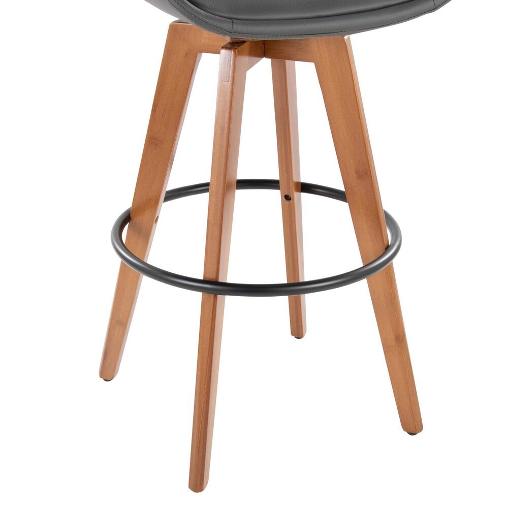 Lumisource Cosmo Swivel Barstool with Dark Gray Cushion in Walnut and Black, , large