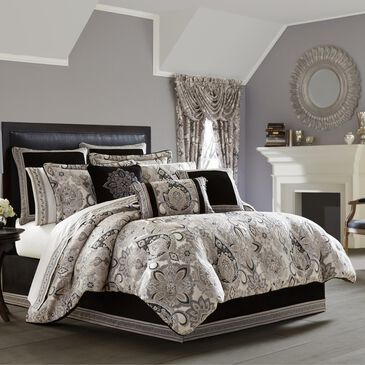 J. Queen New York Guiliana 4-Piece Queen Comforter Set in Black, Ivory, Grey and Silver, , large