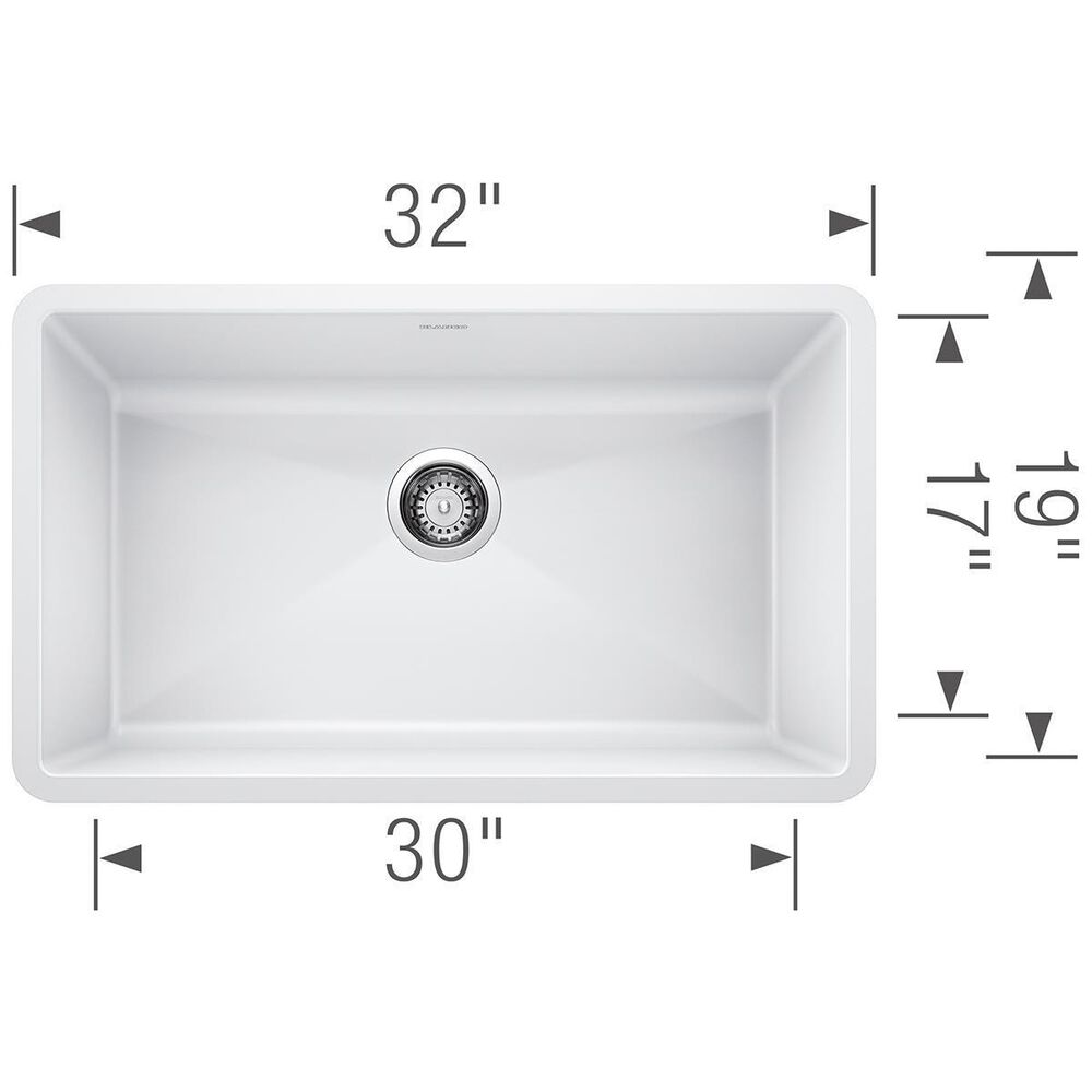 Blanco Precis 32&quot; Super Single Bowl Kitchen Sink in White, , large