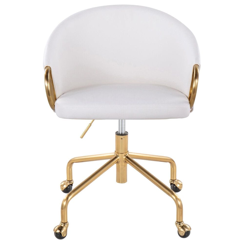 Lumisource Claire Task Chair with White Cushion in Gold, , large