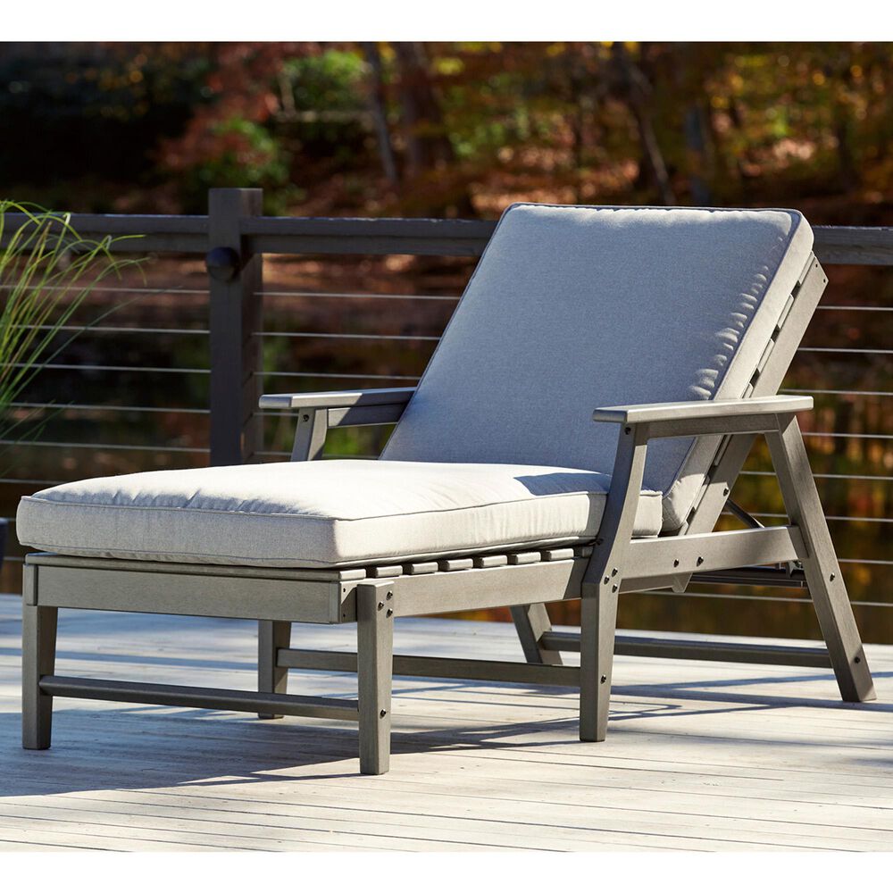 Ashley Visola Chaise Lounge with Cushion in Gray, , large