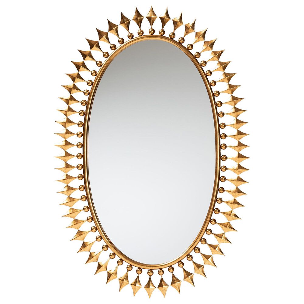 Baxton Studio Rogier Metal Accent Wall Mirror in Antique Gold Leaf, , large