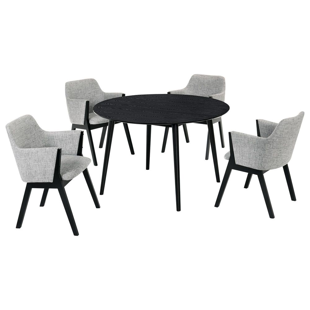 Blue River Arcadia and Renzo 5-Piece 48" Dining Set with Gray Cushion in Black, , large