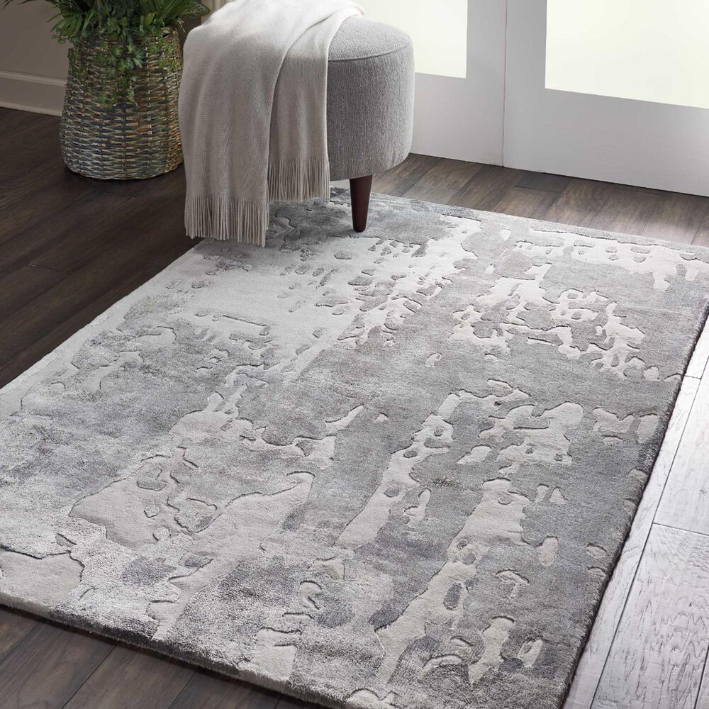 Nourison Prismatic PRS12 3&#39;9&quot; x 5&#39;9&quot; Silver and Grey Area Rug, , large