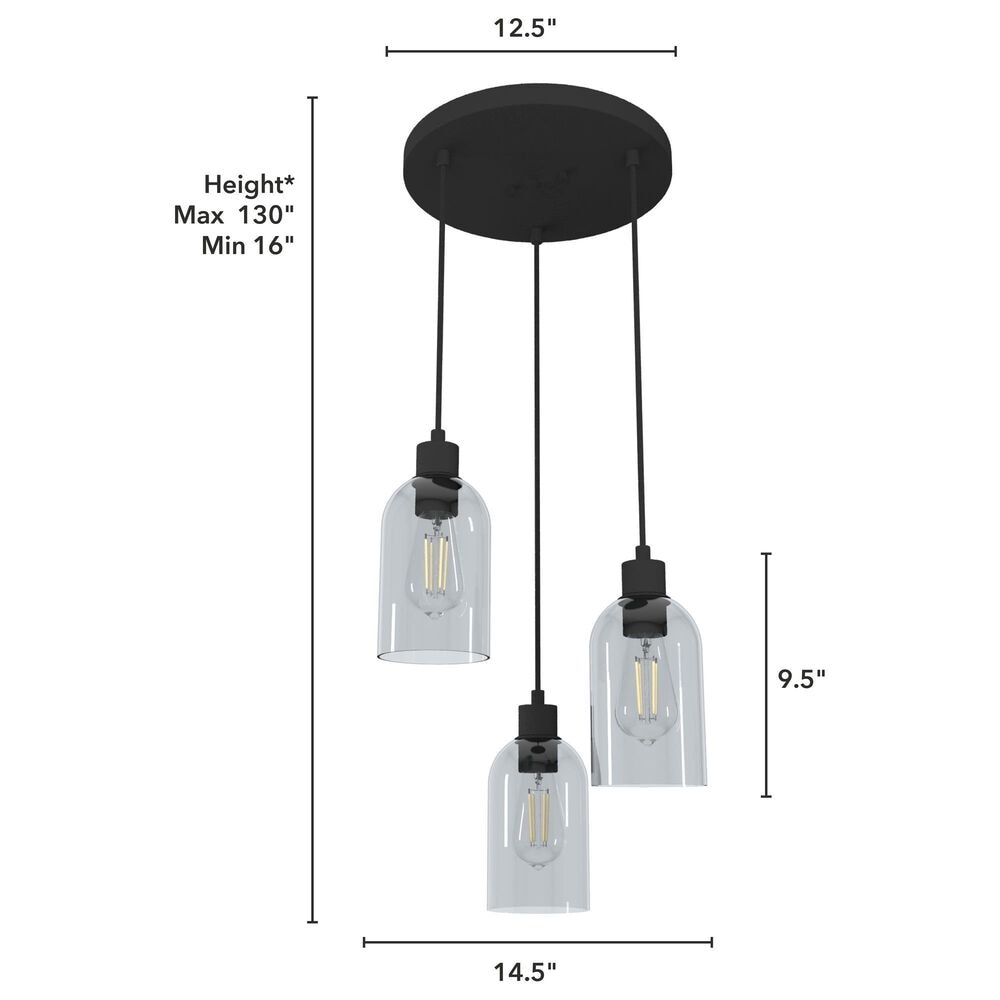 Hunter Lochmeade 3-Light Linear Pendant Cluster in Natural Iron, , large