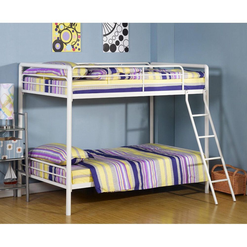 Dorel Twin over Twin Metal Bunk Bed in White, , large