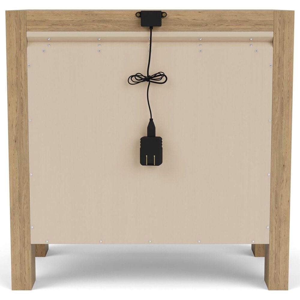 Shannon Hills Davie 3-Piece Queen Upholstered Panel Bed with Nightstand Set in Pale Oak, , large