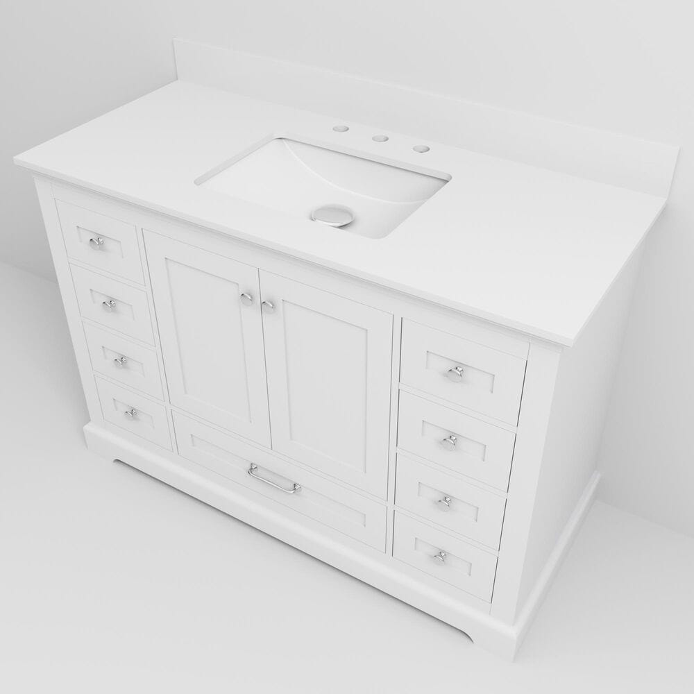 Lexora Home Dukes 48" Single Bathroom Vanity in White with 2 cm White Quartz Top and Rectangular Sink, , large