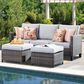 HOMLUX 3-Piece 77" Patio Sofa and Ottoman Set in Grey, , large