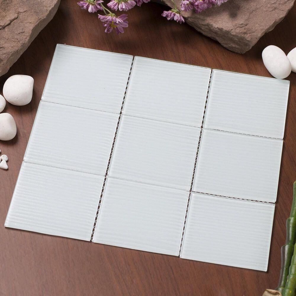 Mirrella Shilla White 12" x 12" Glass Mosaic Sheet, , large