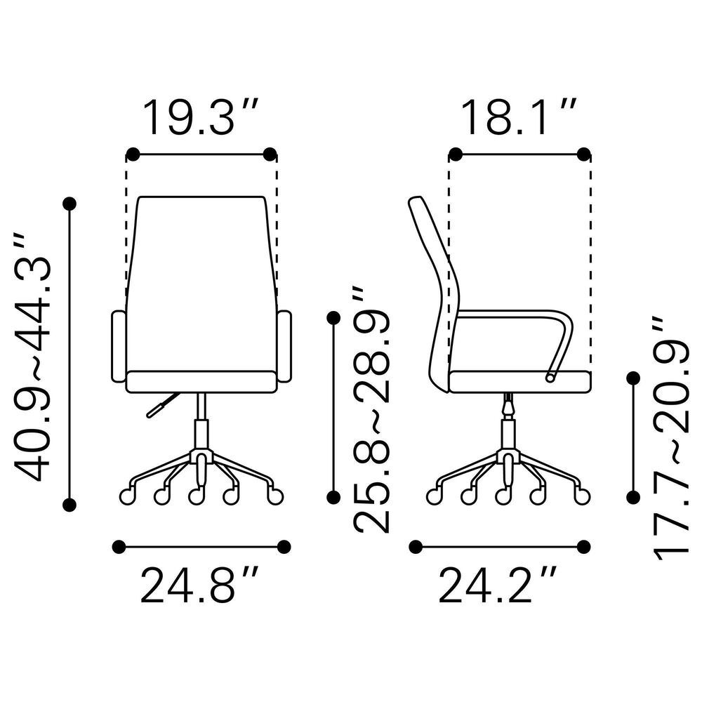 Zuo Modern Primero Office Chair in Black and Silver, , large