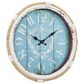 Maple and Jade 17" Wall Clock in Distressed White and Blue, , large