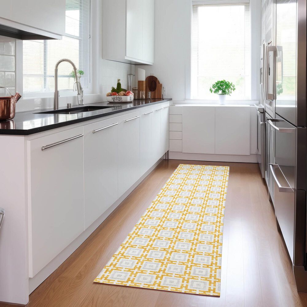 Dalyn Rug Company Marlo 2&#39;3&quot; x 12&#39; Gold Indoor/Outdoor Runner, , large