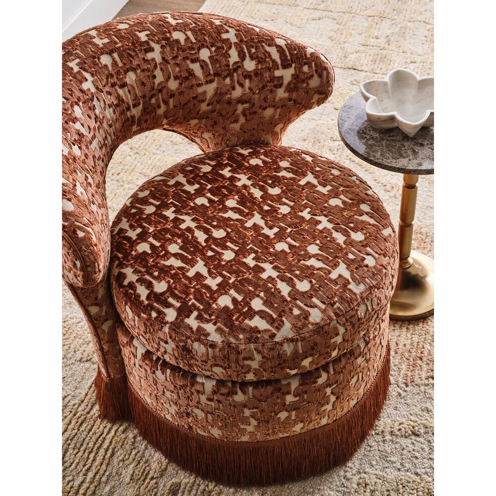 Massoud Furniture Libby Swivel Chair in Mamba Mocha and Mae Coral, , large
