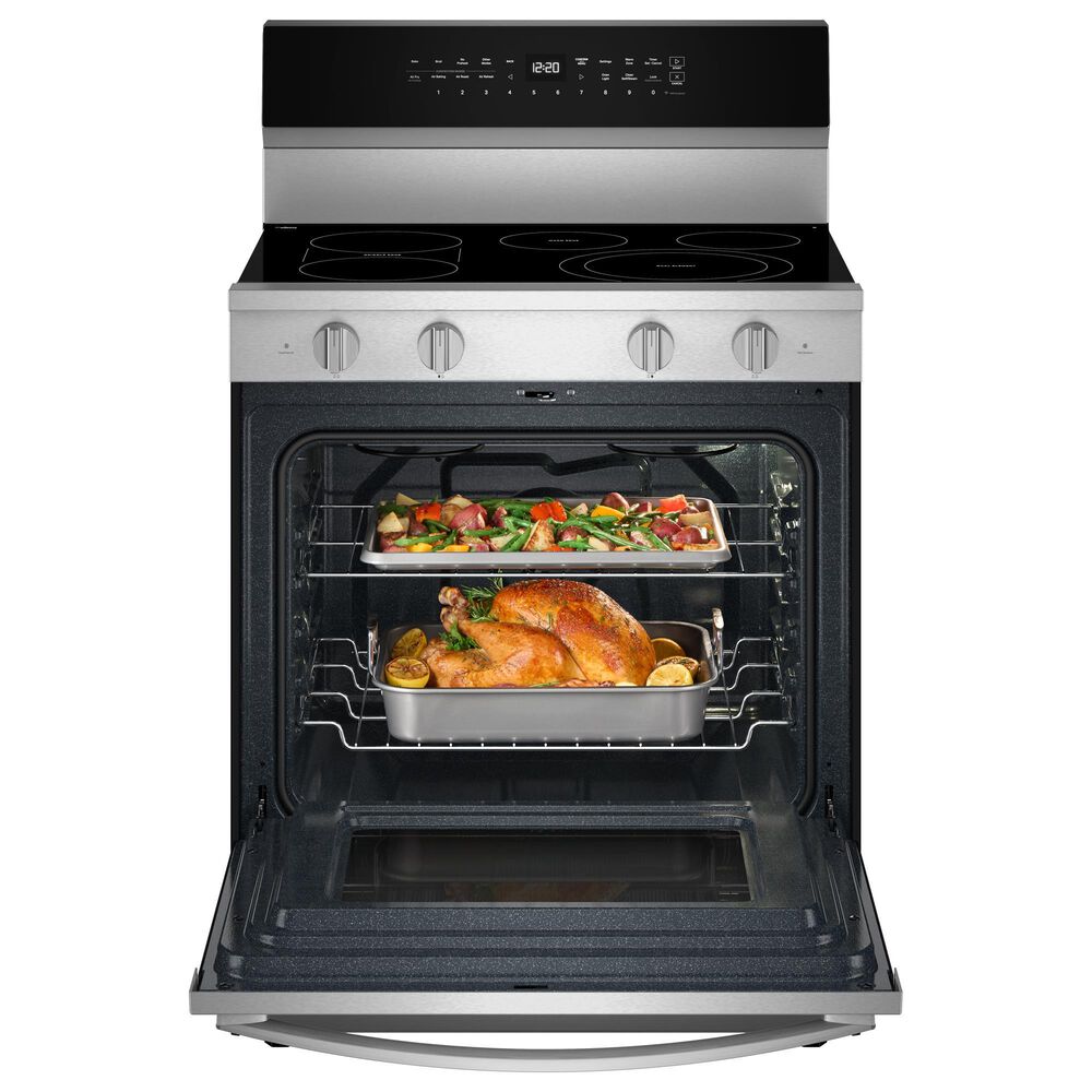 Whirlpool 2-Piece Kitchen Package with 5.3 Cu. Ft. Freestanding Electric Range with WipeClean and Over-the-Range Microwave in Fingerprint Resistant Stainless Steel, , large