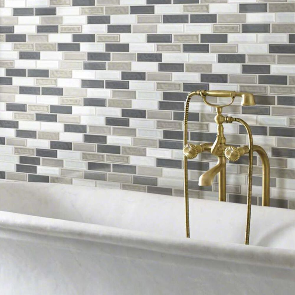 Shaw Geoscape Warm Blend 13.39" x 12.48" Random Linear Mosaic Sheet, , large