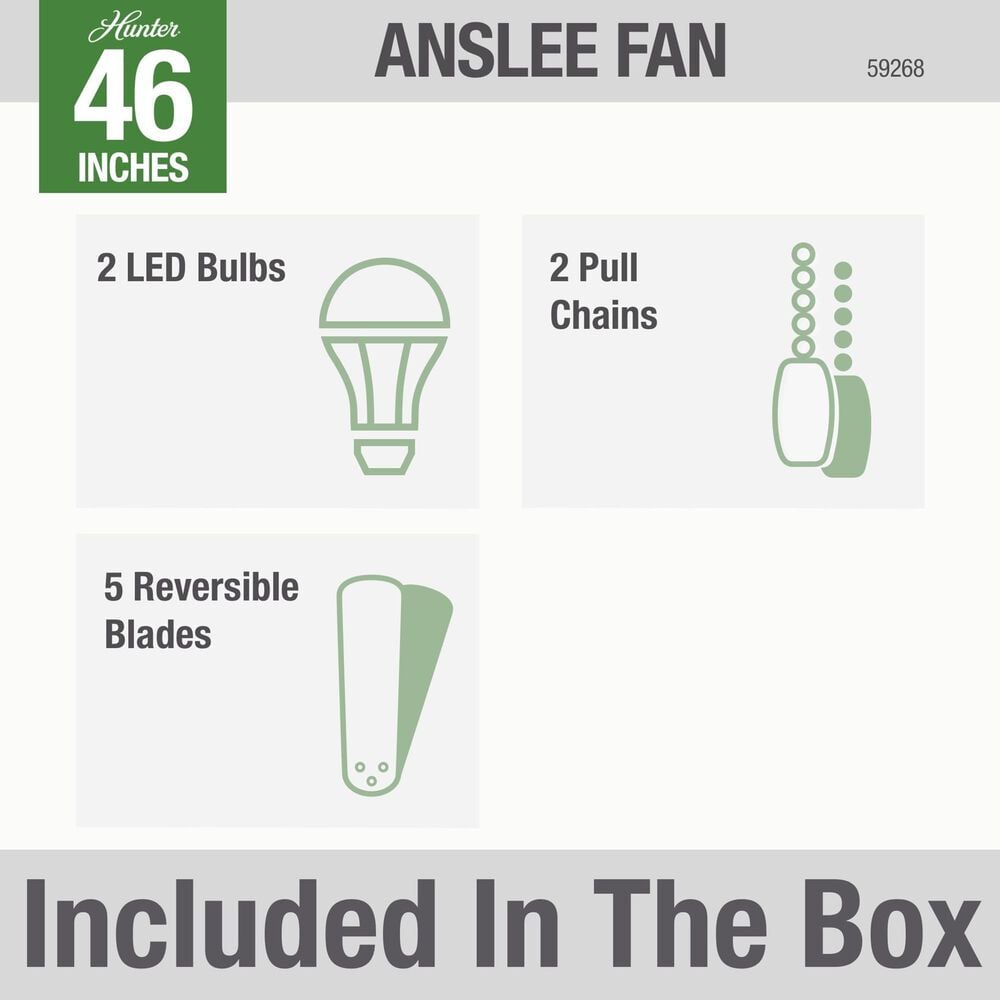 Hunter Anslee Low Profile 46&quot; Ceiling Fan with LED Lights in Premier Bronze, , large