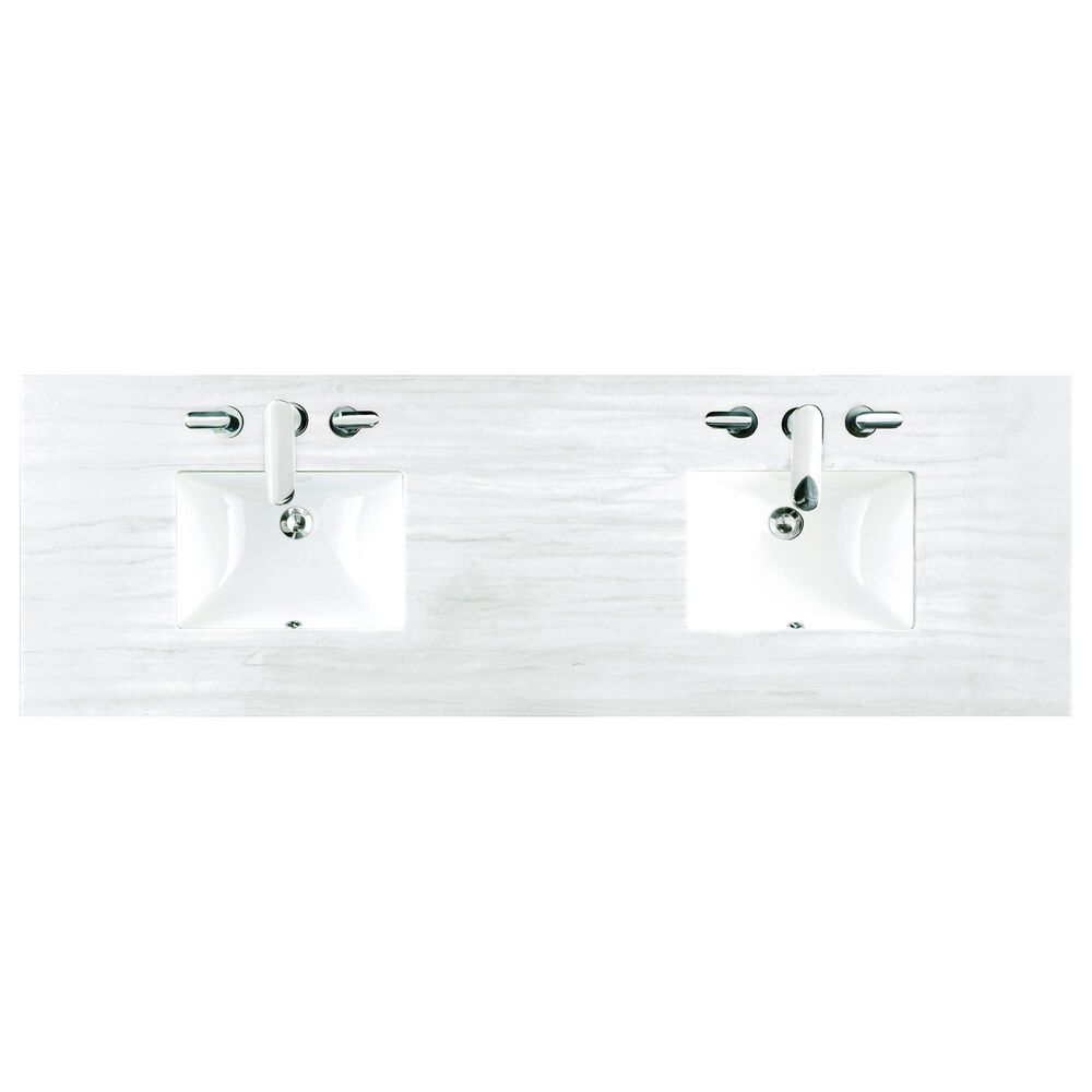 James Martin Vanities Brittany 72&quot; Double Bathroom Vanity in Smokey Celadon with 3 cm Arctic Fall Solid Surface Top and Rectangular Sinks, , large